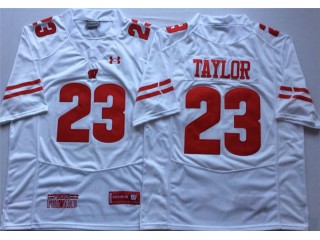 Wisconsin Badgers #23 Jonathan Taylor White Football Jersey