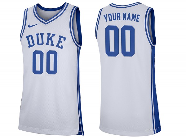 Custom Duke Blue Devils White College Basketball Jersey