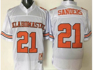 Oklahoma State Cowboys #21 Barry Sanders White Throwback Jersey