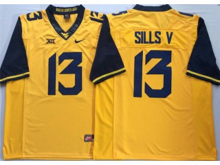 West Virginia Mountaineers #13 David Sills V Yellow Football Jersey