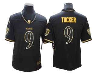 Baltimore Ravens #9 Justin Tucker Black Gold Vapor Limited Jersey
