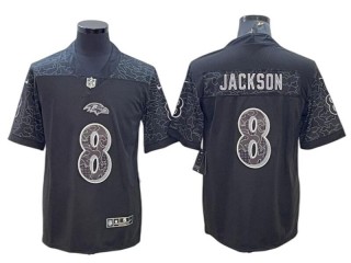 Baltimore Ravens #8 Lamar Jackson Black RFLCTV Limited Jersey