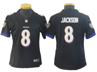 Women Baltimore Ravens #8 Lamar Jackson Vapor Limited Jersey - Purple/White/Black