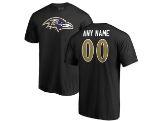Baltimore Ravens Black Personalized Icon Name & Number T-Shirt