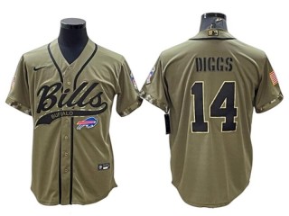 Buffalo Bills #14 Stefon Diggs Olive Salute To Service Baseball Jersey