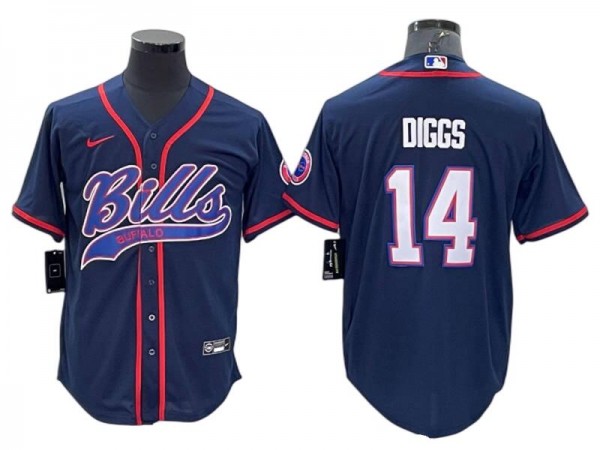Buffalo Bills #14 Stefon Diggs Baseball Style Jersey - Red/Blue/Navy/Gray