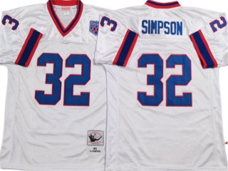 M&N Buffalo Bills #32 O.J. Simpson White Legacy Jersey