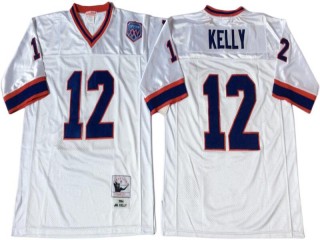 M&N Buffalo Bills #12 Jim Kelly White 1994 Throwback Jersey