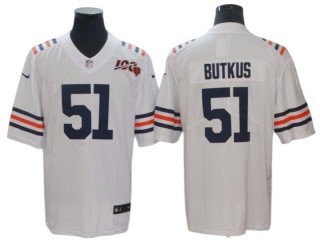 Chicago Bears #51 Dick Butkus White Alternate 100th Season Vapor Limited Jersey