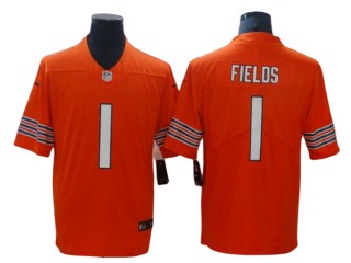 Chicago Bears #1 Justin Fields Orange Vapor Limited Jersey
