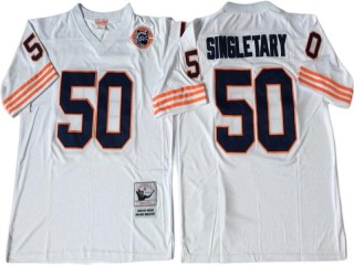 M&N Chicago Bears #50 Mike Singletary White Legacy Jersey-Big Number