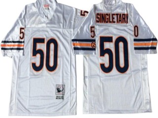 M&N Chicago Bears #50 Mike Singletary White Legacy Jersey-Small Number