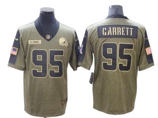 Cleveland Browns #95 Myles Garrett Olive 2021 Salute To Service Limited Jersey