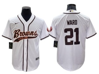 Cleveland Browns #21 Denzel Ward  Baseball Style Jersey - Orange/Brown/White