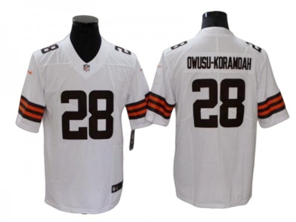 Cleveland Browns #28 Jeremiah Owusu-Koramoah White Vapor Limited Jersey