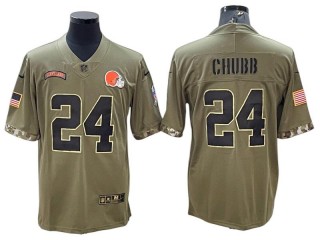 Cleveland Browns #24 Nick Chubb Olive 2022 Salute To Service Limited Jersey