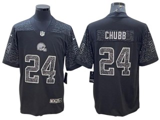 Cleveland Browns #24 Nick Chubb Black RFLCTV Limited Jersey