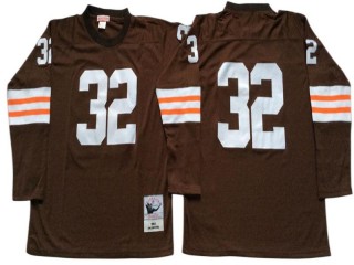 M&N Cleveland Browns #32 Jim Brown Brown Legacy Long Sleeve Jersey