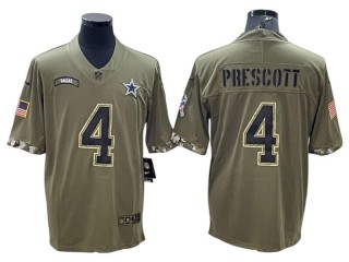 Dallas Cowboys #4 Dak Prescott 2022 Olive Salute To Service Limited Jersey