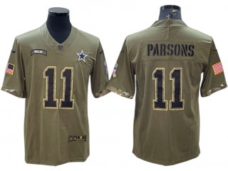 Dallas Cowboys #11 Micah Parsons 2022 Olive Salute To Service Limited Jersey