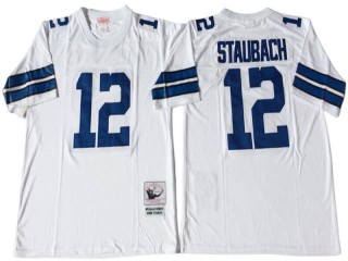 M&N Dallas Cowboys #12 Roger Staubach White Legacy Jersey