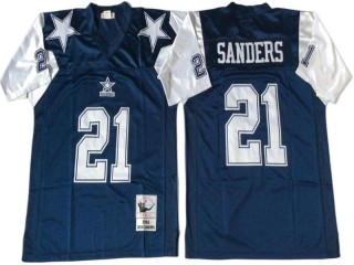 M&N Dallas Cowboys #21 Deion Sanders Navy 1992 Legacy Jersey