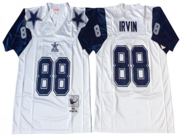 M&N Dallas Cowboys #88 Michael Irvin White 1992 Legacy Jersey