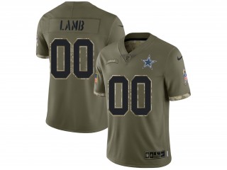 Custom Dallas Cowboys Olive 2022 Salute To Service Limited Jersey