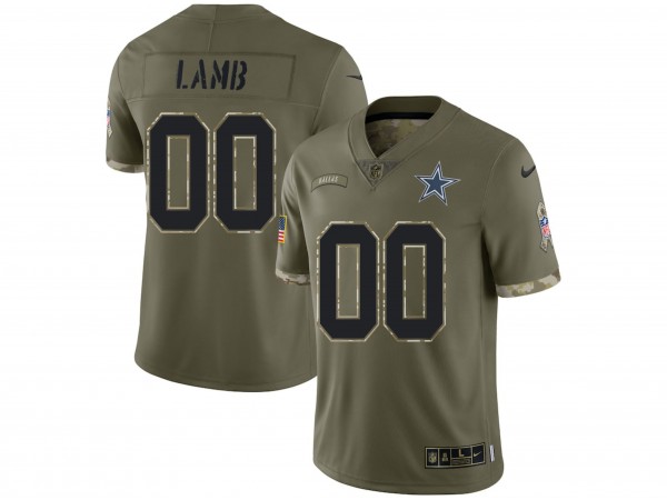 Custom Dallas Cowboys Olive 2022 Salute To Service Limited Jersey