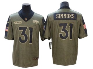 Denver Broncos #31 Justin Simmons Olive 2021 Salute To Service Limited Jersey