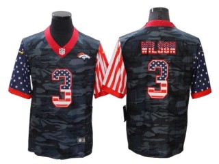 Denver Broncos #3 Russell Wilson Blue USA flag Vapor Limited Jersey
