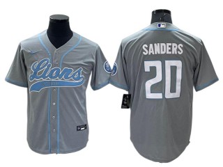 Detroit Lions #20 Barry Sanders Gray Baseball Style Jersey