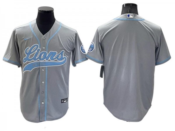 Detroit Lions Gray Color Blank Baseball Style Jersey