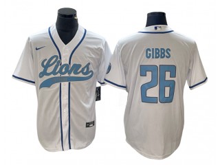 Detroit Lions #26 Jahmyr Gibbs Baseball Jersey- Light Blue & White