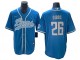 Detroit Lions #26 Jahmyr Gibbs Baseball Jersey- Light Blue & White