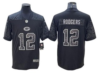 Green Bay Packers #12 Aaron Rodgers Black RFLCTV Limited Jersey