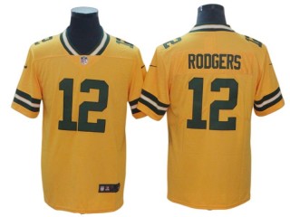 Green Bay Packers #12 Aaron Rodgers Yellow Legend Inverted Jersey