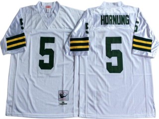 M&N Green Bay Packers #5 Paul Hornung Whtie Throwback Jersey