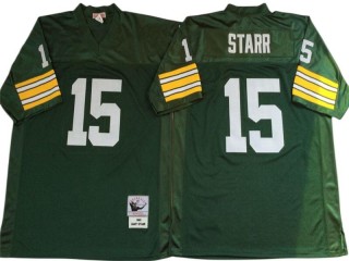  M&N Green Bay Packers #15 Bart Starr Green Throwback Jersey