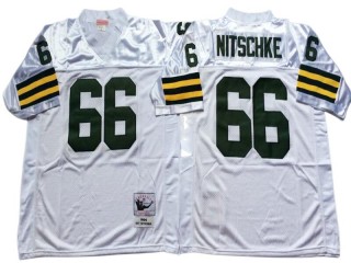 M&N Green Bay Packers #66 Ray Nitschke White Throwback Jersey