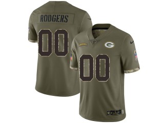 Custom Green Bay Packers Olive 2022 Salute To Service Limited Jersey