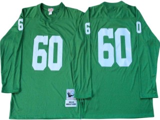 M&N Green Bay Packers #60 Rob Davis Apple Green Throwback Long Sleeve Jersey