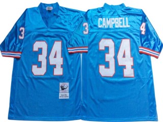M&N Houston Oilers #34 Earl Campbell Light Blue 1980 Throwback Jersey