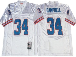 M&N Houston Oilers #34 Earl Campbell White 1980 Throwback Jersey
