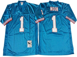 M&N Houston Oilers #1 Warren Moon Light Blue 1993 Throwback Jersey