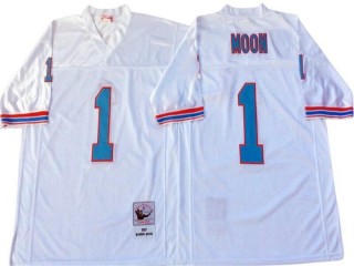 M&N Houston Oilers #1 Warren Moon White 1993 Throwback Jersey