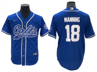 Indianapolis Colts #18 Peyton Manning Royal Baseball Style Jersey
