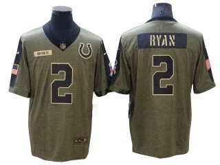Indianapolis Colts #2 Matt Ryan Olive 2021 Salute To Service Limited Jersey