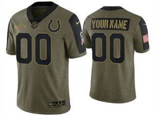 Custom Indianapolis Colts Olive 2021 Salute To Service Vapor Limited Jersey