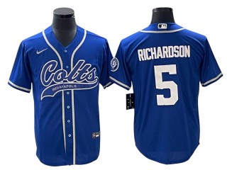 Indianapolis Colts #5 Anthony Richardson Baseball Style Jersey - Blue/Gray